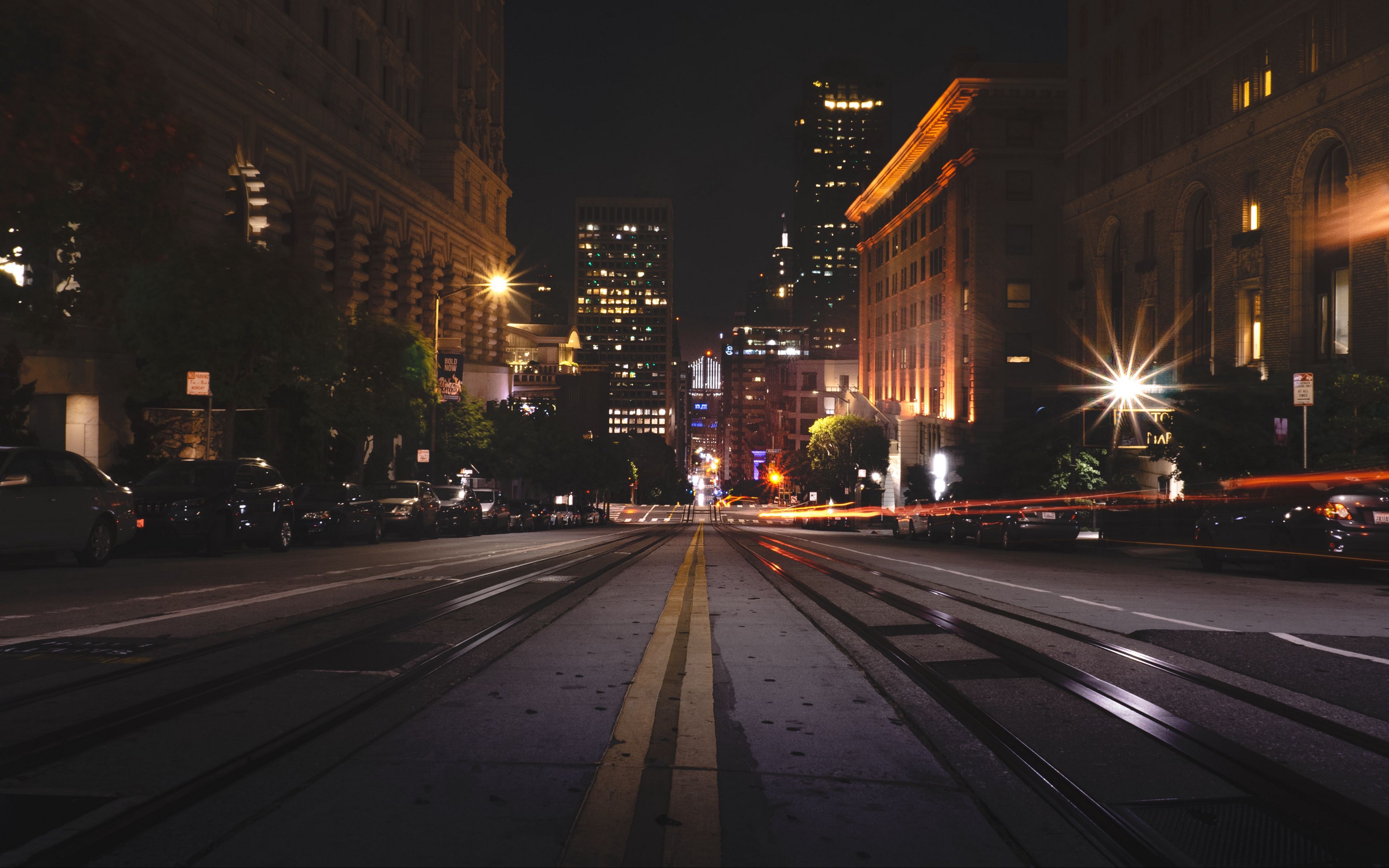 Darkened street in Toronto at night